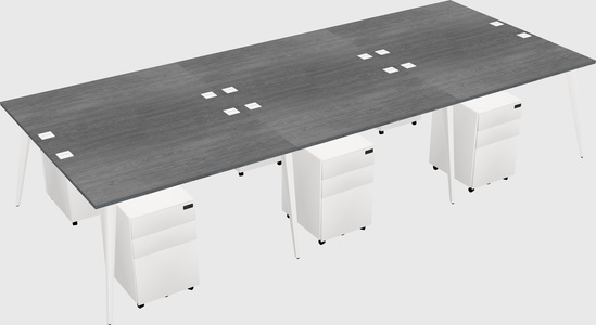 Shared rectangular office desk system