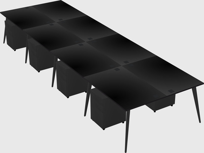 Shared rectangular office desk system