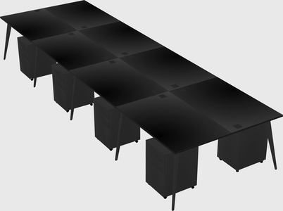 Shared rectangular office desk system