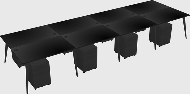 Shared rectangular office desk system