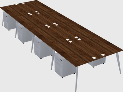 Shared rectangular office desk system