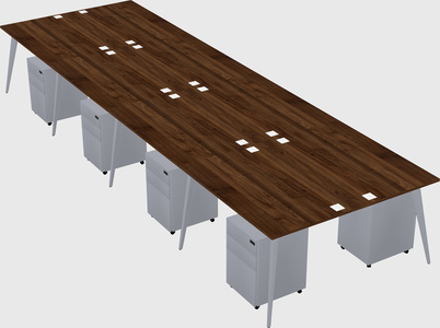 Shared rectangular office desk system