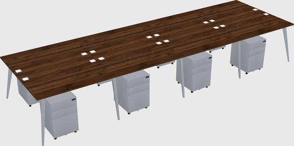 Shared rectangular office desk system