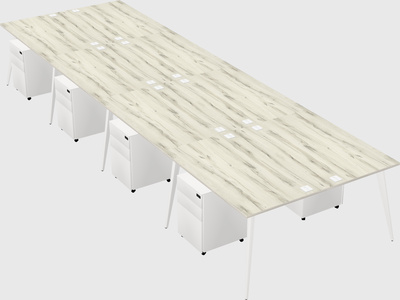 Shared rectangular office desk system