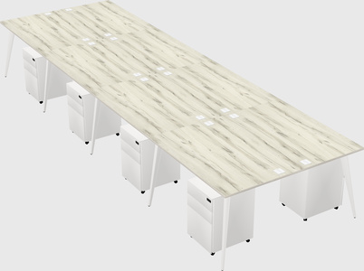 Shared rectangular office desk system
