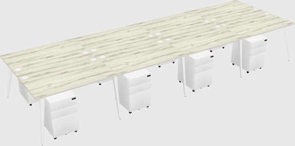 Shared rectangular office desk system