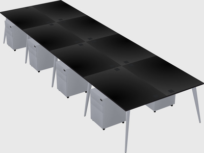 Shared rectangular office desk system