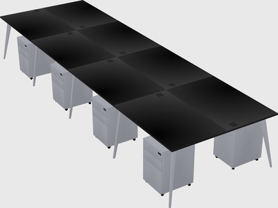 Shared rectangular office desk system