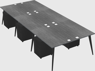 Shared rectangular office desk system