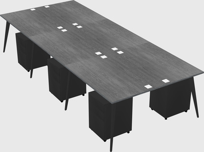 Shared rectangular office desk system