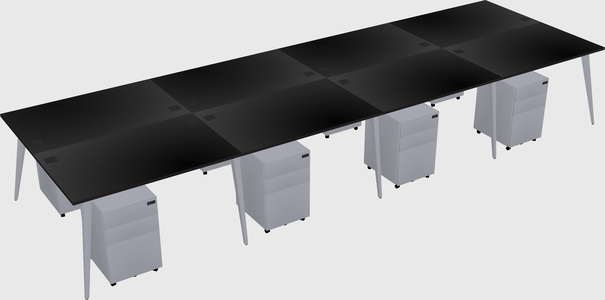 Shared rectangular office desk system