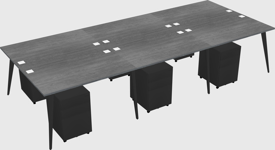 Shared rectangular office desk system