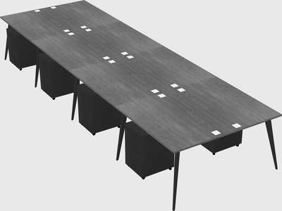 Shared rectangular office desk system