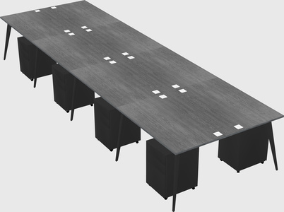 Shared rectangular office desk system