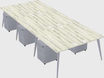 Shared rectangular office desk system