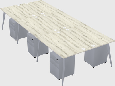 Shared rectangular office desk system