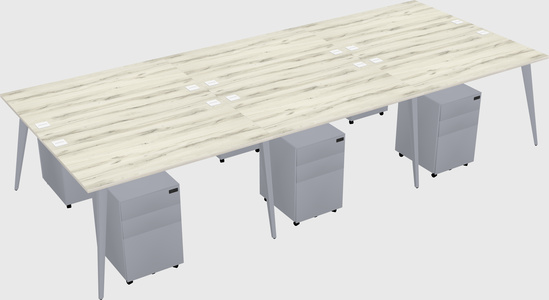 Shared rectangular office desk system