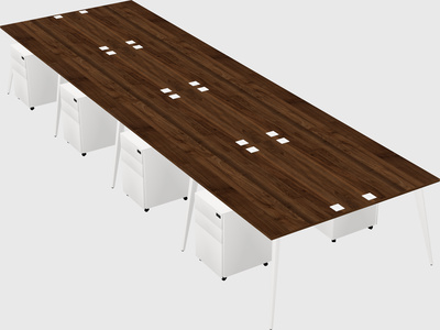 Shared rectangular office desk system