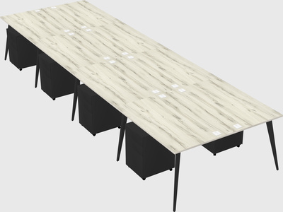 Shared rectangular office desk system