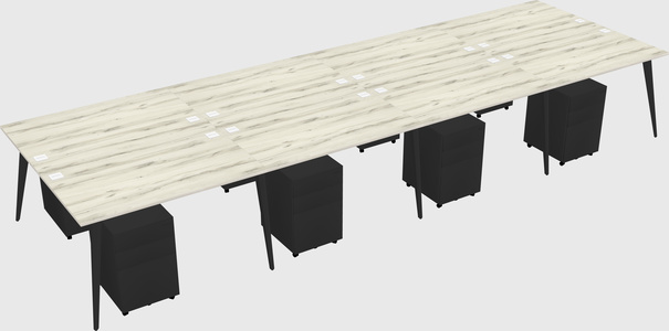 Shared rectangular office desk system