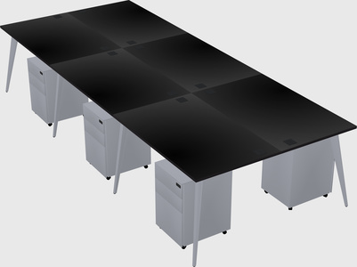 Shared rectangular office desk system