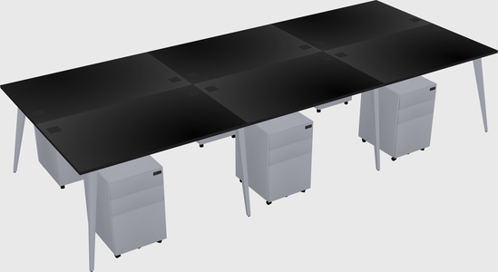 Shared rectangular office desk system