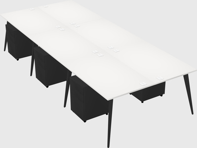 Shared rectangular office desk system
