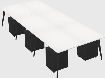 Shared rectangular office desk system