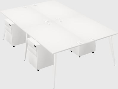 Shared rectangular office desk system