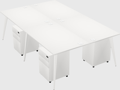 Shared rectangular office desk system