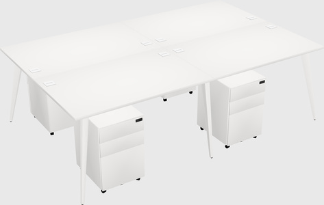 Shared rectangular office desk system