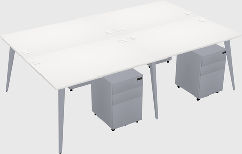 Shared rectangular office desk system