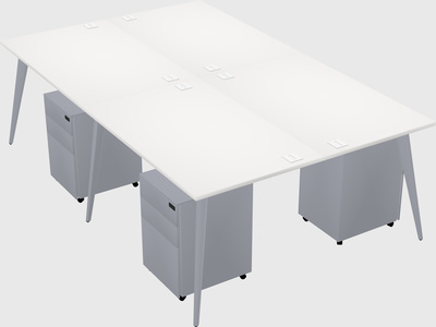 Shared rectangular office desk system