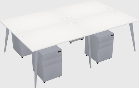 Shared rectangular office desk system