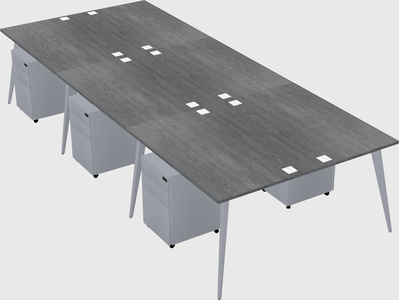 Shared rectangular office desk system
