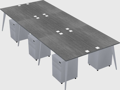 Shared rectangular office desk system
