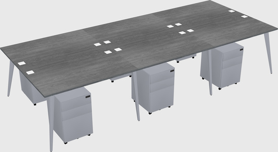Shared rectangular office desk system