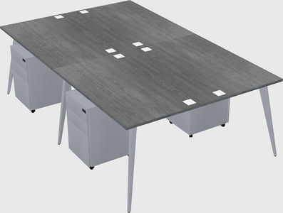 Shared rectangular office desk system