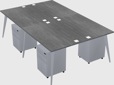 Shared rectangular office desk system