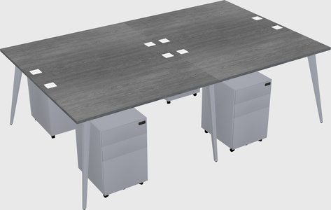 Shared rectangular office desk system