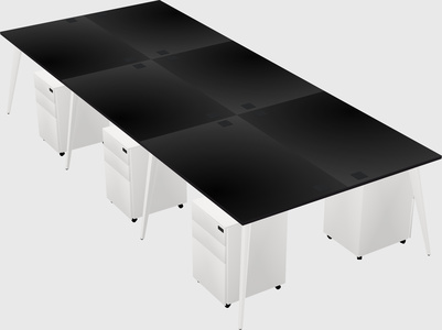 Shared rectangular office desk system