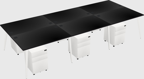 Shared rectangular office desk system