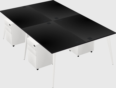 Shared rectangular office desk system