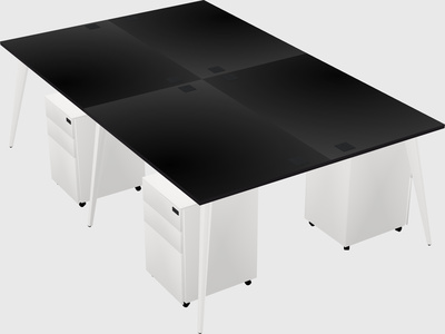 Shared rectangular office desk system