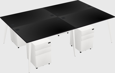 Shared rectangular office desk system