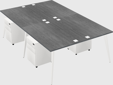 Shared rectangular office desk system