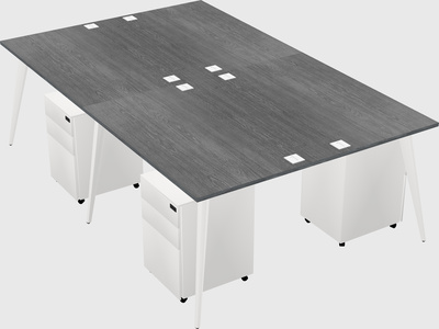 Shared rectangular office desk system