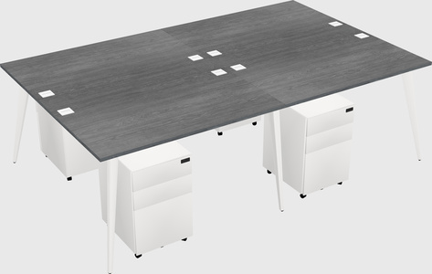 Shared rectangular office desk system