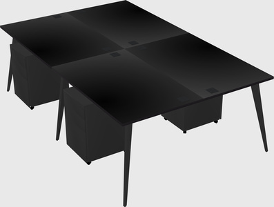 Shared rectangular office desk system