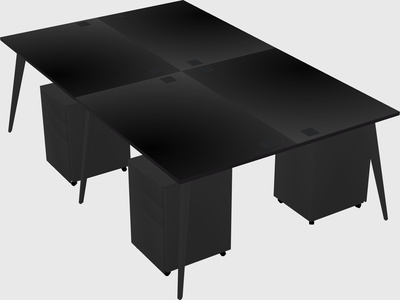 Shared rectangular office desk system